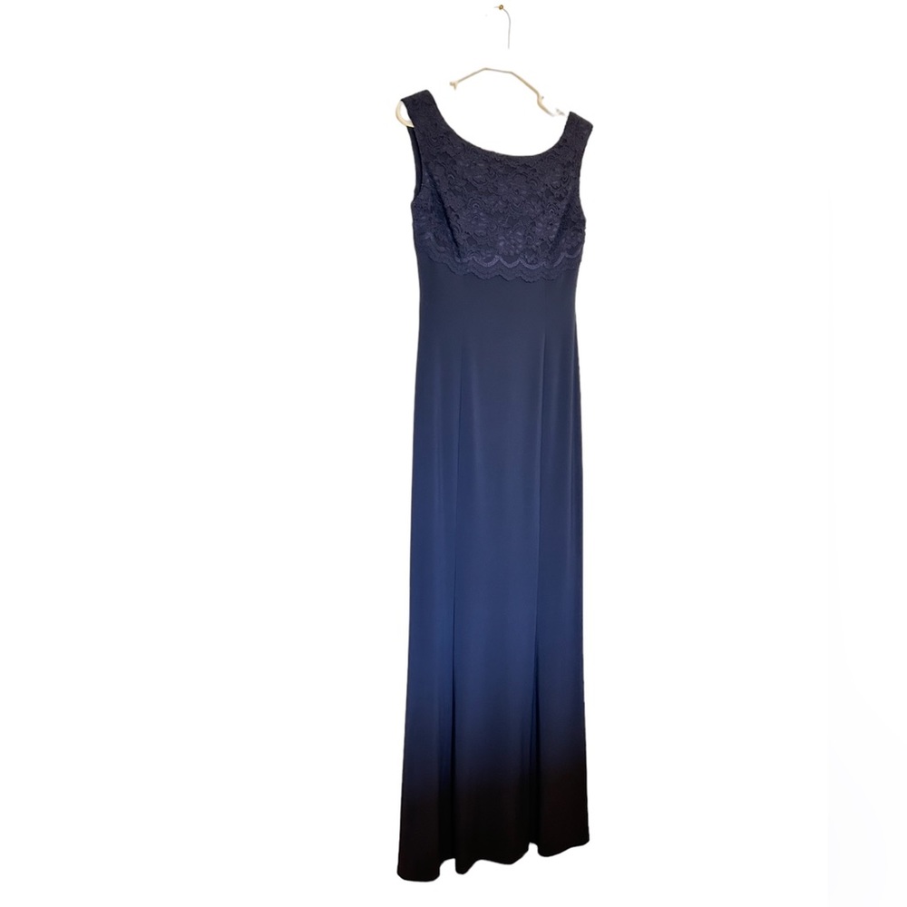 Ralph Lauren formal gown size 8 navy blue with lace top